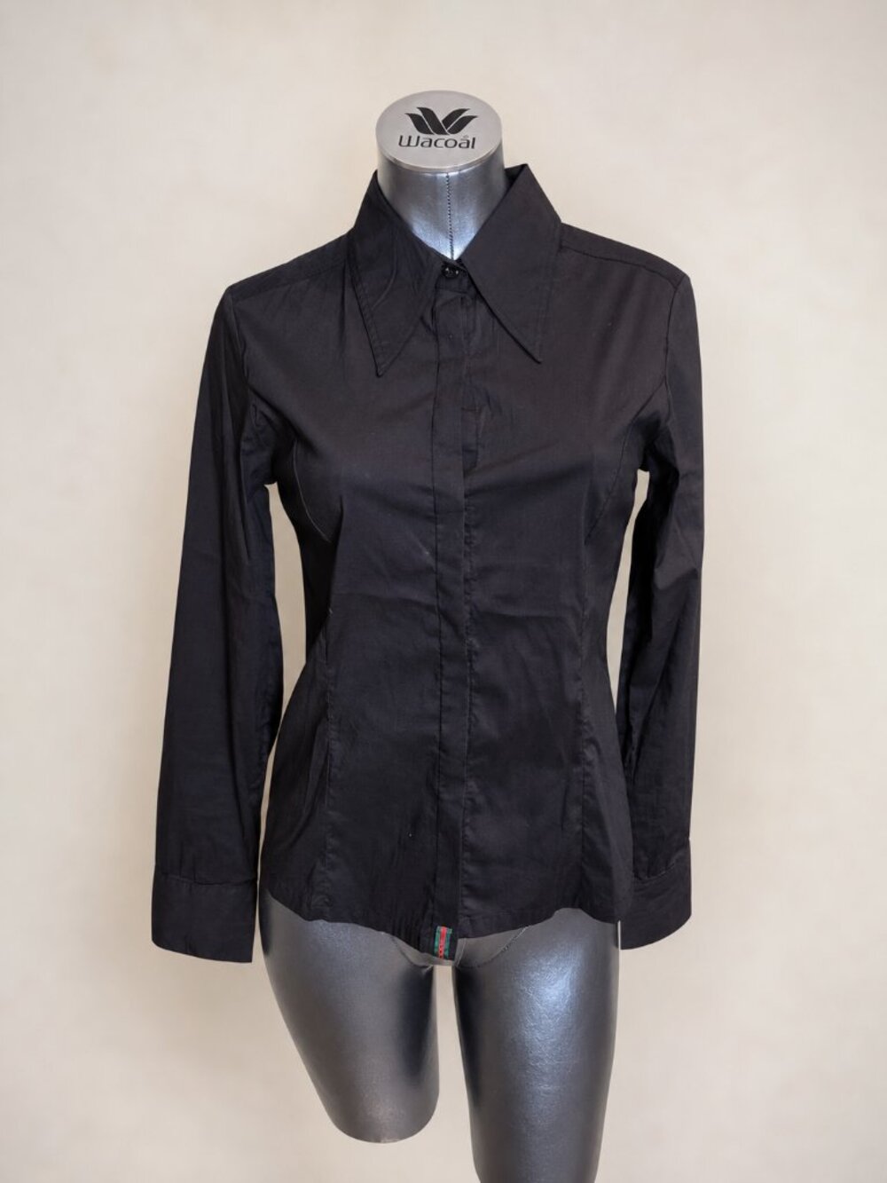 Gucci Black Button Front Lace-Up Back Blouse Shirt Size L - Picture 2 of 13